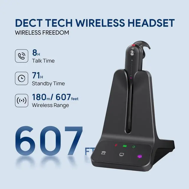 Alt view image 5 of 10 - Yealink 1208711 WH63 E2 Teams - Convertible DECT Wireless Headset - E2 version - Microsoft Teams certified