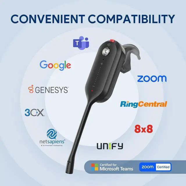 Alt view image 9 of 10 - Yealink 1208711 WH63 E2 Teams - Convertible DECT Wireless Headset - E2 version - Microsoft Teams certified