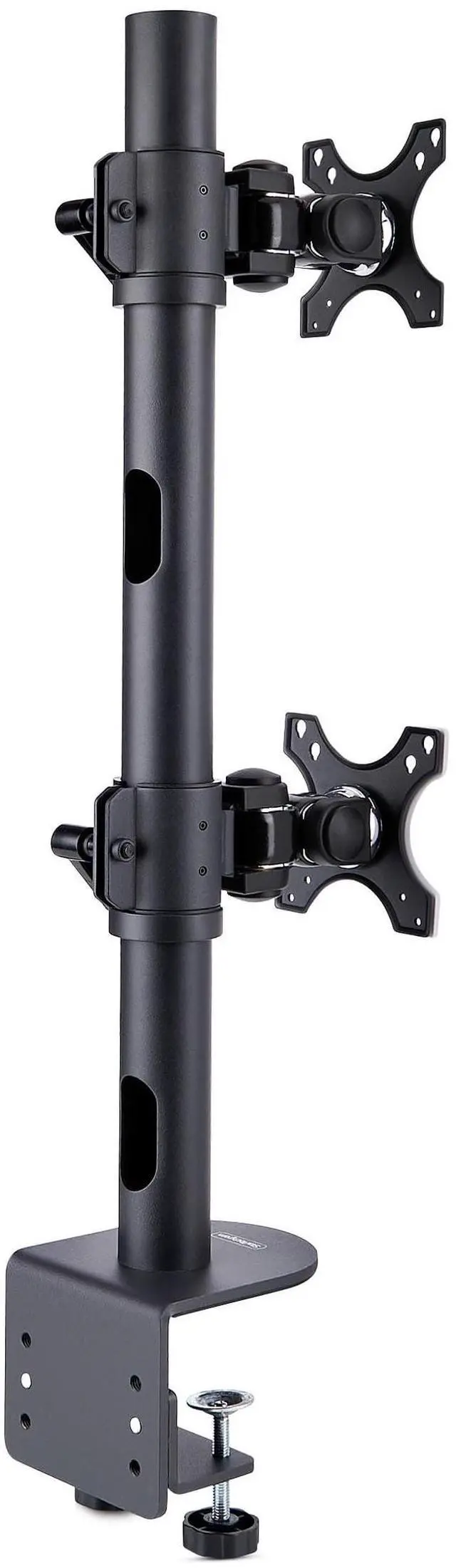 Alt view image 6 of 11 - StarTech Desk Mount For 2x Vertically Stacked Monitors, Dual 49, Total 70lb (32kg), C-Clamp, Quick-Release VESA System, Widescreen 16:9/Ultrawide 32:9, TAA - H2MPV-MONITOR-MOUNT
