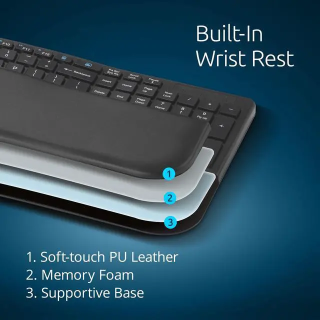 Alt view image 14 of 15 - Kensington Pro Fit Ergo KB680 EQ Rechargeable Keyboard - Wireless Connectivity - Bluetooth/RF - 5.4 - 2.40 GHz - USB Type A Interface - CoPilot Hot Key(s) - Windows, Mac OS - PC, Mac - Black