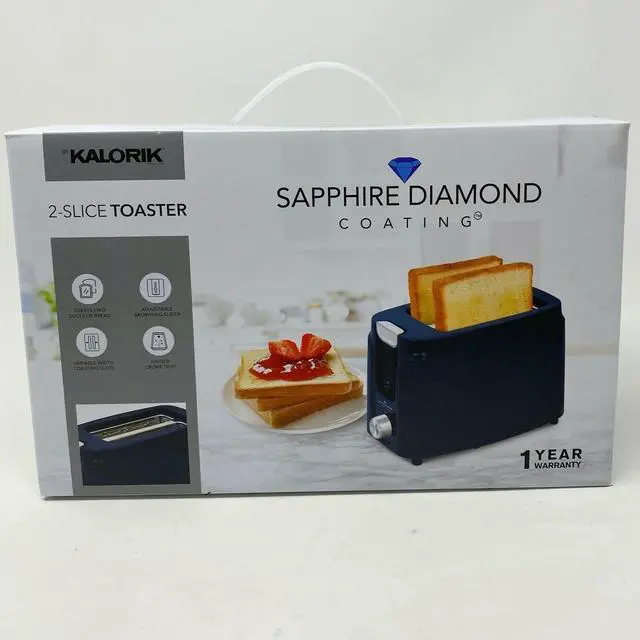 Alt view image 2 of 4 - Kalorik Deluxe Sapphire Diamond Coated Non-Stick 2 Slice Toaster - Black