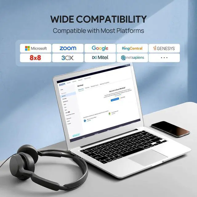 Alt view image 6 of 7 - Yealink UH42 USB-C/A Headset with Noise Cancelling Mic, Wired Headphones for PC Computer Laptop, Compatible with Zoom Teams, Comfort Ear Cushions, Stereo Sound, in line Controls