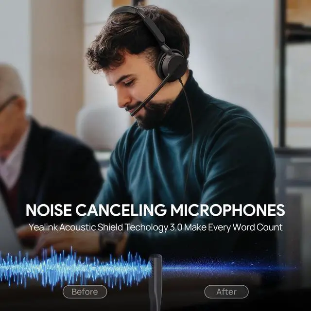 Alt view image 7 of 7 - Yealink UH42 USB-C/A Headset with Noise Cancelling Mic, Wired Headphones for PC Computer Laptop, Compatible with Zoom Teams, Comfort Ear Cushions, Stereo Sound, in line Controls