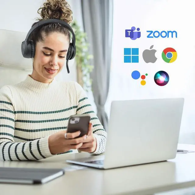 Alt view image 15 of 15 - Kensington H1050 Bluetooth On-Ear Headset with Environmental Noise-Canceling Technology K80182WW - Black