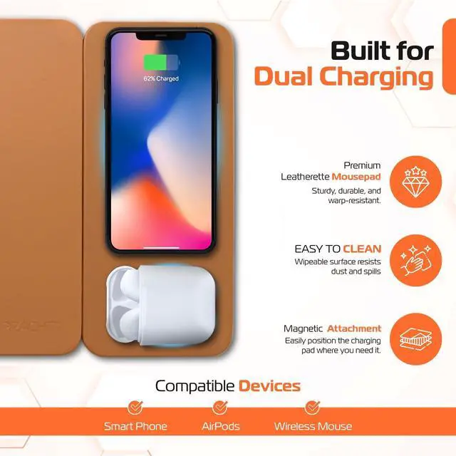 Main image of MagPad Charger and Mouse Pad Brown MGPBN