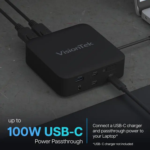 Alt view image 14 of 15 - VisionTek VT1200DL Docking Station - for Notebook, Laptop, Desktop - Power Passthrough - USB Type A, USB Type C - 2 Displays Supported - 4K, 4K @ 60Hz, 4K UHD - 3840 x 2160 - 5 x USB Ports - 3 x USB T