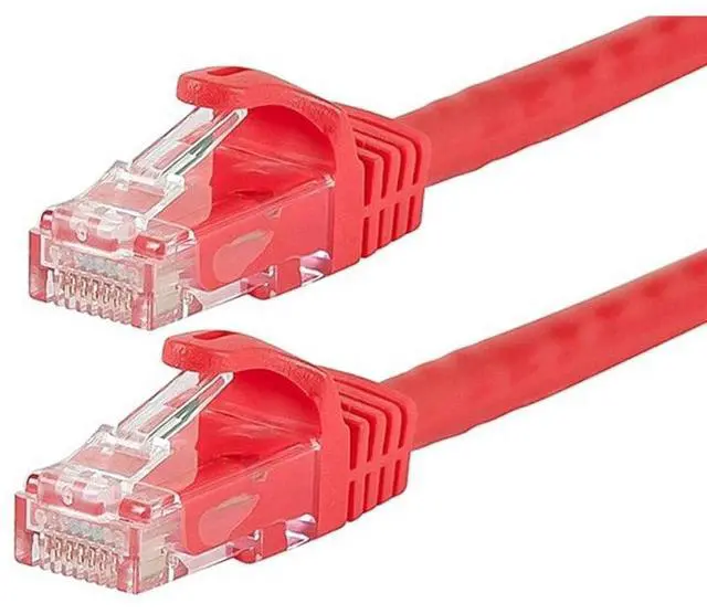 Alt view image 6 of 7 - Monoprice Cat6 Ethernet Patch Cable - 14 Feet - Red | Network Internet Cord - RJ45, Stranded, 550Mhz, UTP, Pure Bare Copper Wire, 24AWG - Flexboot Series
