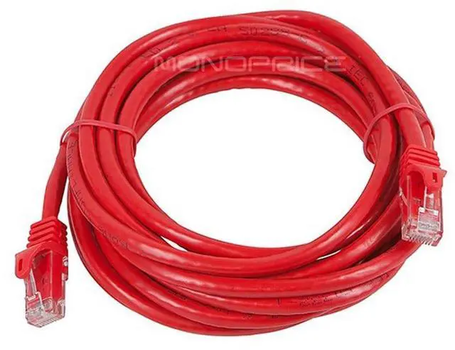 Alt view image 7 of 7 - Monoprice Cat6 Ethernet Patch Cable - 14 Feet - Red | Network Internet Cord - RJ45, Stranded, 550Mhz, UTP, Pure Bare Copper Wire, 24AWG - Flexboot Series