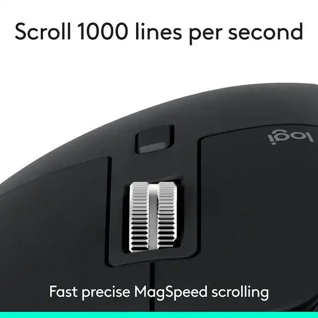Alt view image 17 of 20 - Logitech MX Master 3S Performance Wireless Mouse with Ultra-fast Scrolling Ergo 8K DPI Track on Glass Quiet Clicks Bluetooth Windows Linux Chrome Black 910007500