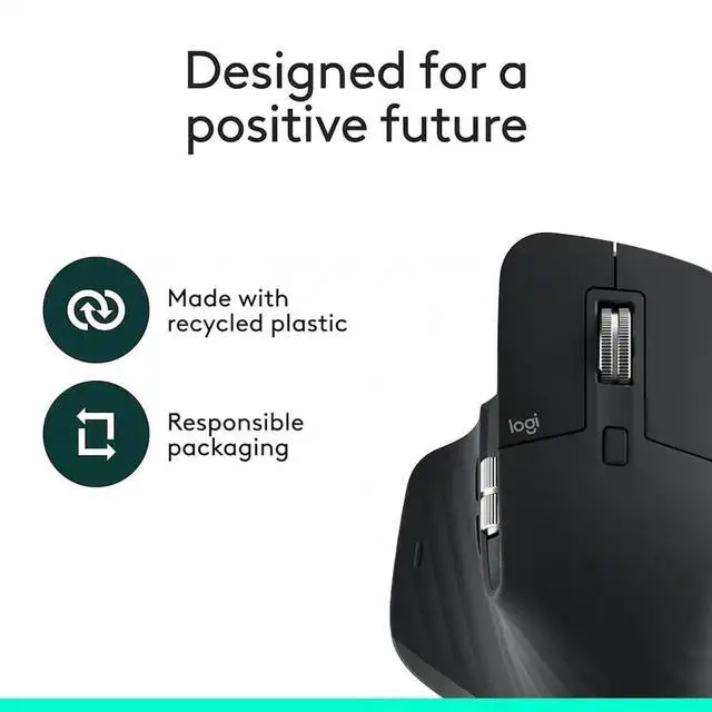 Alt view image 19 of 20 - Logitech MX Master 3S Performance Wireless Mouse with Ultra-fast Scrolling Ergo 8K DPI Track on Glass Quiet Clicks Bluetooth Windows Linux Chrome Black 910007500