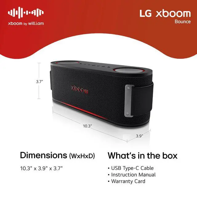 Alt view image 6 of 7 - LG xboom Bounce by will.i.am, Portable Bluetooth Speaker for Sports and Athletes, up to 30 Hours of Playback, IP67 Dust and Water Resistant. Perfect for Basketball