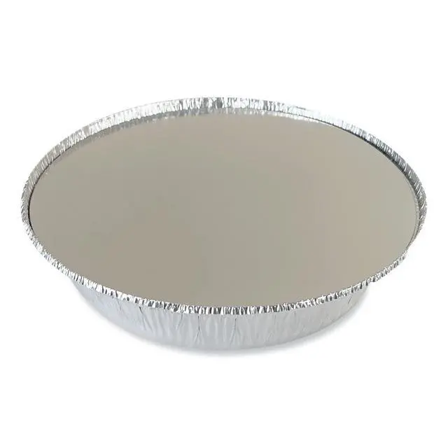 Alt view image 2 of 4 - Round Aluminum To-Go Container Lids Flat Lid 9" Diameter Silver Paper 500/Carton BWKROUND9FLID