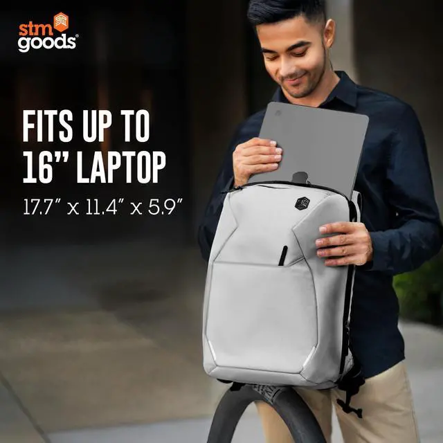 Alt view image 12 of 12 - STM Myth 18L Backpack - Durable, Stylish, and Practical Laptop Backpack with Multiple Pockets - Fits 15" Laptop and 16" MacBook Pro with Maximum Laptop Protection - Magnet Black