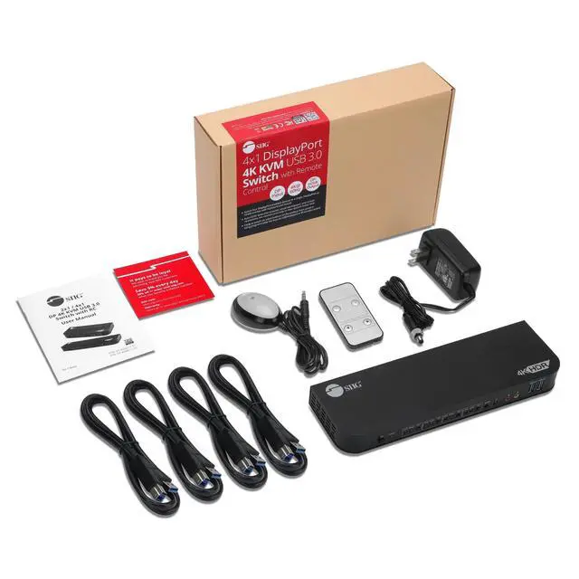 Alt view image 6 of 7 - SIIG 4x1 DisplayPort 4K KVM USB 3.0 Switch with Remote Control