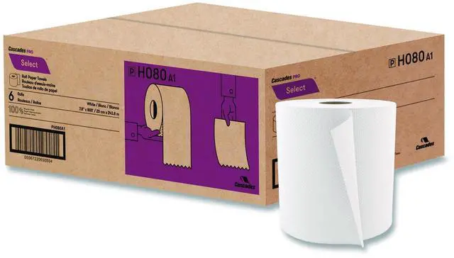 Main image of Cascades Pro Roll Paper Towels 1-Ply 7.9" x 800 ft White 6 Rolls/Carton H080