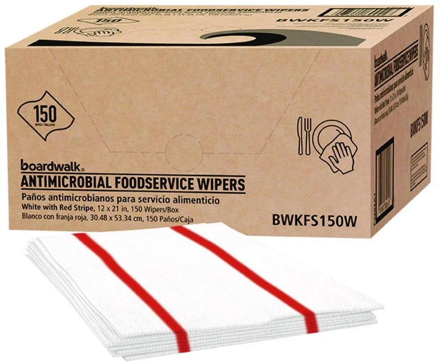 Main image of Antimicrobial Foodservice Wipers 1-Ply 12 x 21 Red/White 150/Carton 3282
