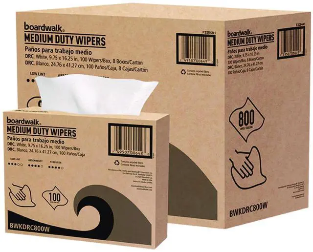 Main image of DRC Wipers 1-Ply 9.75 x 16.25 White 100/Box 8 Boxes/Carton 3284