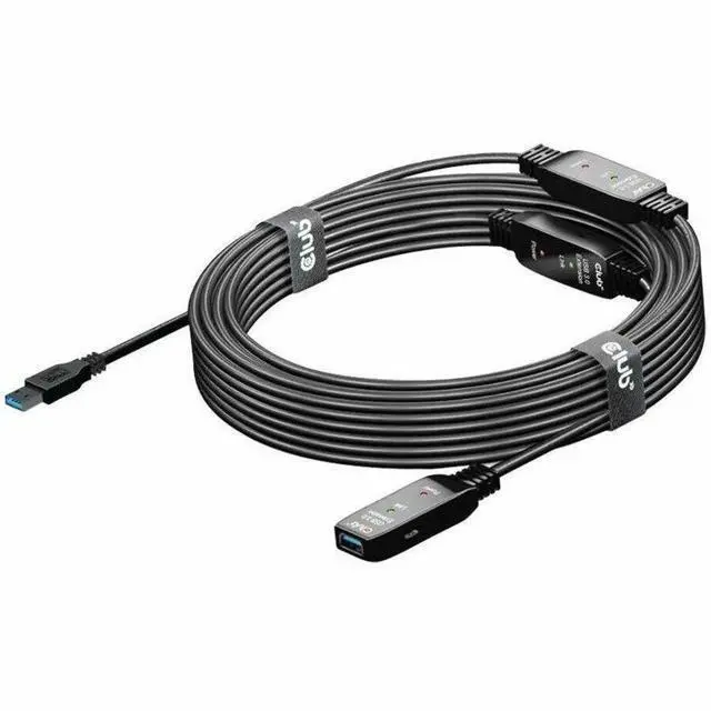 Alt view image 7 of 13 - Club3D USB 3.2 Gen1 Active Repeater Cable 15m/49.2ft Male/Female 28AWG Black Adapters