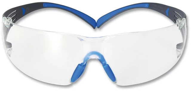 Main image of SecureFit 400 Protective Eyewear Frameless Black/Blue Arms Clear Single Lens SF401SGAFBLU