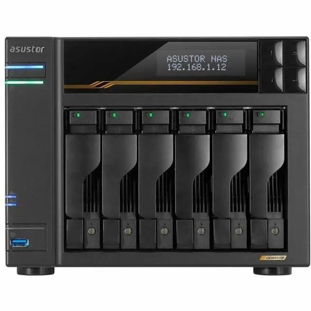 Alt view image 7 of 13 - Asustor Lockerstor 6 Gen3 AS6806T 6 Bay NAS, Quad-Core 2.3GHz CPU, Dual USB 4 Ports, Dual 10GbE Ports, Dual 5GbE Ports, 16G ECC RAM DDR5, Four M.2 SSD Slots (Diskless)