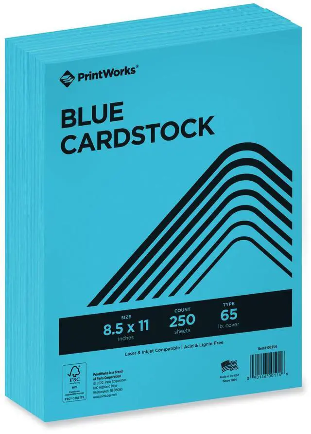 Main image of Color Cardstock 65 lb Cover Weight 8.5 x 11 Blue 250/Ream 00114