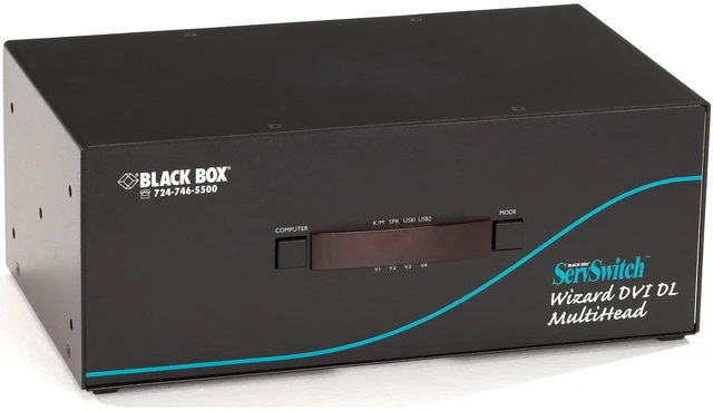 Alt view image 3 of 3 - Black Box Wizard KVM Switch Dual-Link DVI Tri-Head w/ USB True Emulation KV2304A