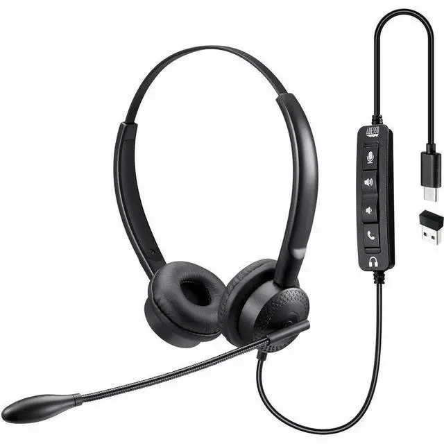 Alt view image 8 of 15 - Adesso Xtream P4T-TAA Push to Talk Headset with microphone, Volume +/-, answer/end call, TAA Compliant (USB C/USB A) - Black