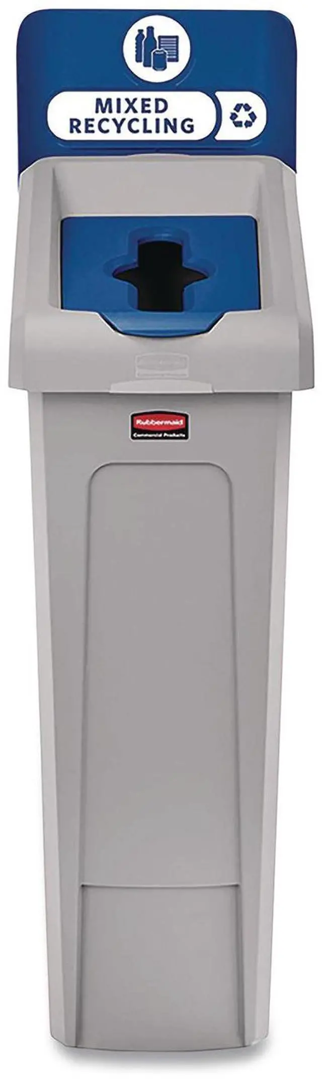 Main image of Slim Jim Recycling Station Kit 1-Stream Mixed Recycling 23 gal Plastic Gray/Blue 2185055