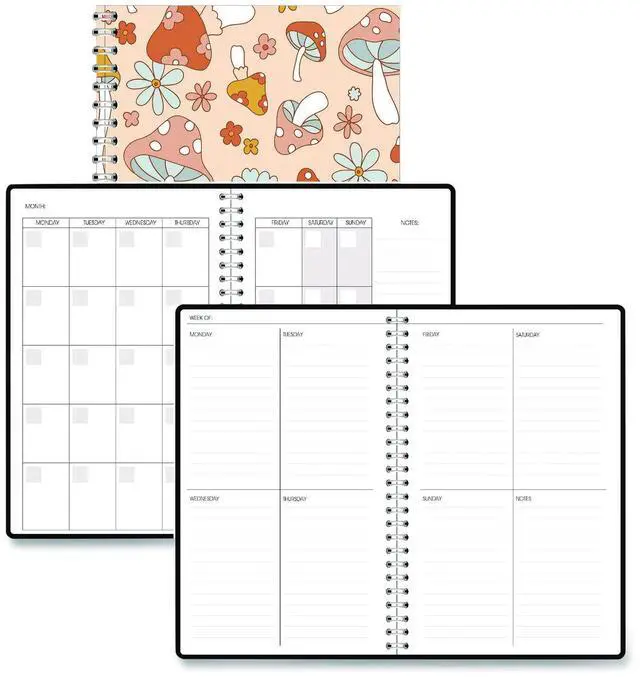 Main image of Recycled Non-Dated Monthly/Weekly Planner Mushrooms Multicolor Cover Undated 212140