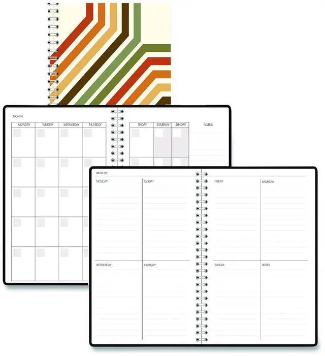 Main image of Recycled Non-Dated Monthly/Weekly Planner 70's Stripes Multicolor Cover Undated 212142