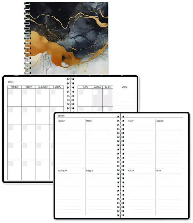 Main image of Recycled Non-Dated Monthly/Weekly Planner Gold and Smoke Multicolor Cover Undated 212148