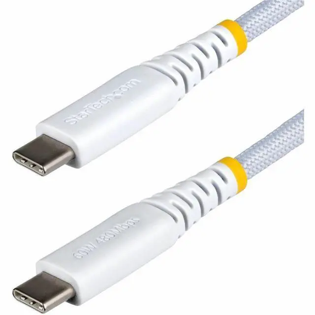 Alt view image 7 of 12 - StarTech.com 10ft (3m) White USB-C Charging Cable, 60W (3A) PD, Dual-Layer Braided Nylon/TPE Jacket, Rugged USB C Charger Cord