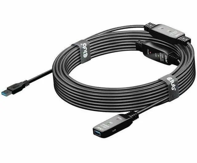 Alt view image 7 of 13 - Club3D USB 3.2 Gen1 Active Repeater Cable 15m/49.2ft Male/Female 28AWG Black Adapters