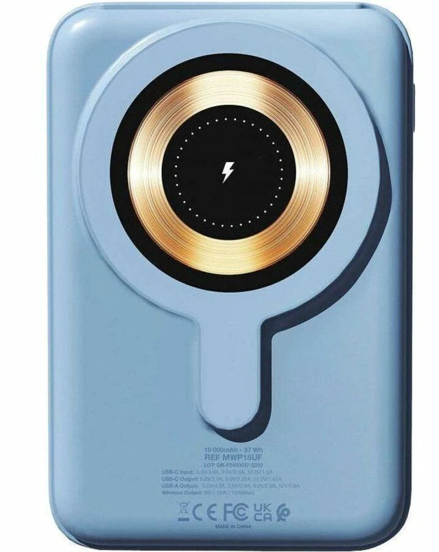 Alt view image 2 of 3 - Urban Factory Magnee 10000 mAh Power Bank - For Smartphone - 10000 mAh - 4.50 A, 3 A, 2.22 A, 1.67 A, 2 A, 1.50 A - USB Type-C Connector - 2 x USB - Allure Blue