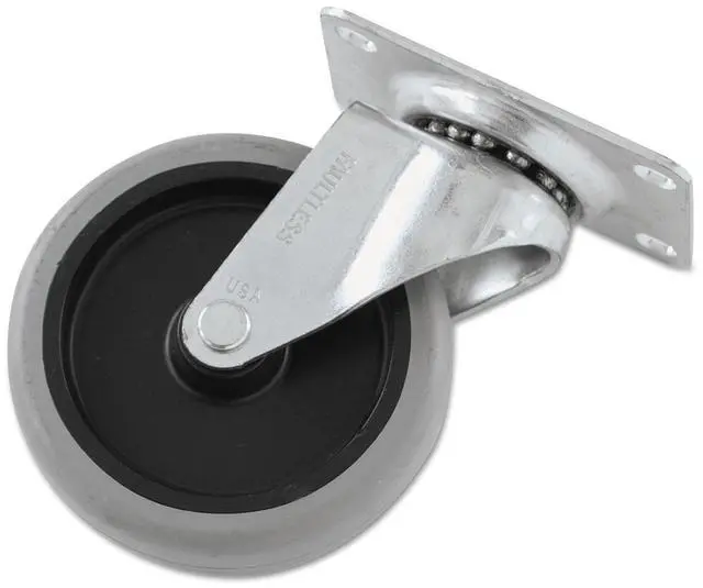 Main image of Non-Marking Plate Casters Swivel Mount Plate 4" Wheel Black/Gray/Silver FG1011L20000