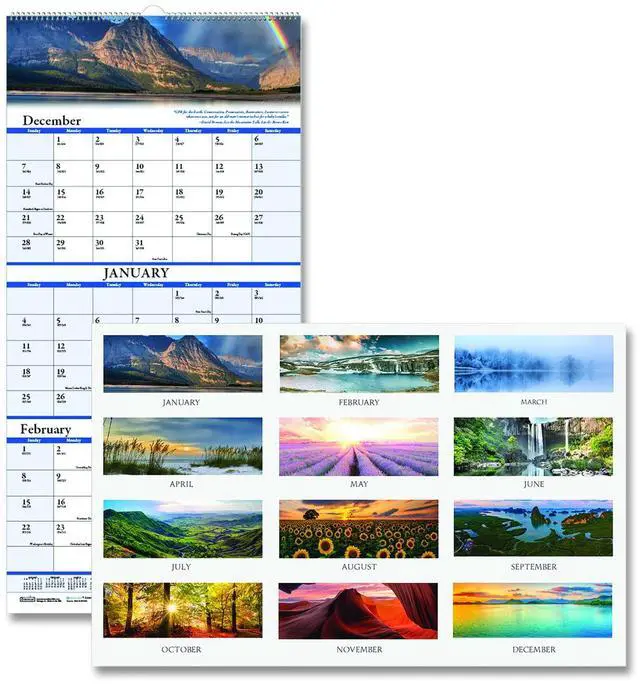 Main image of House of Doolittle Scenic Compact Three-Month Wall Calendar 8x17 2026