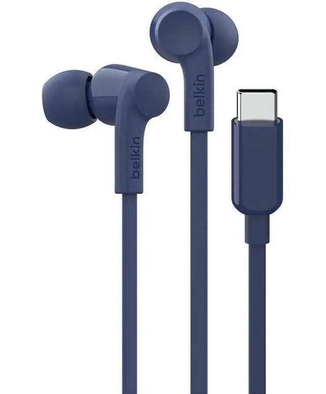 Alt view image 8 of 15 - Belkin SoundForm USB-C Wired Earbuds with Adjustable Volume Limiter - Blue