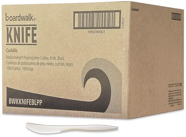 Main image of Mediumweight Polypropylene Cutlery Knife 5.86" Plastic White 1000/Carton BWKKNIFEPPMW
