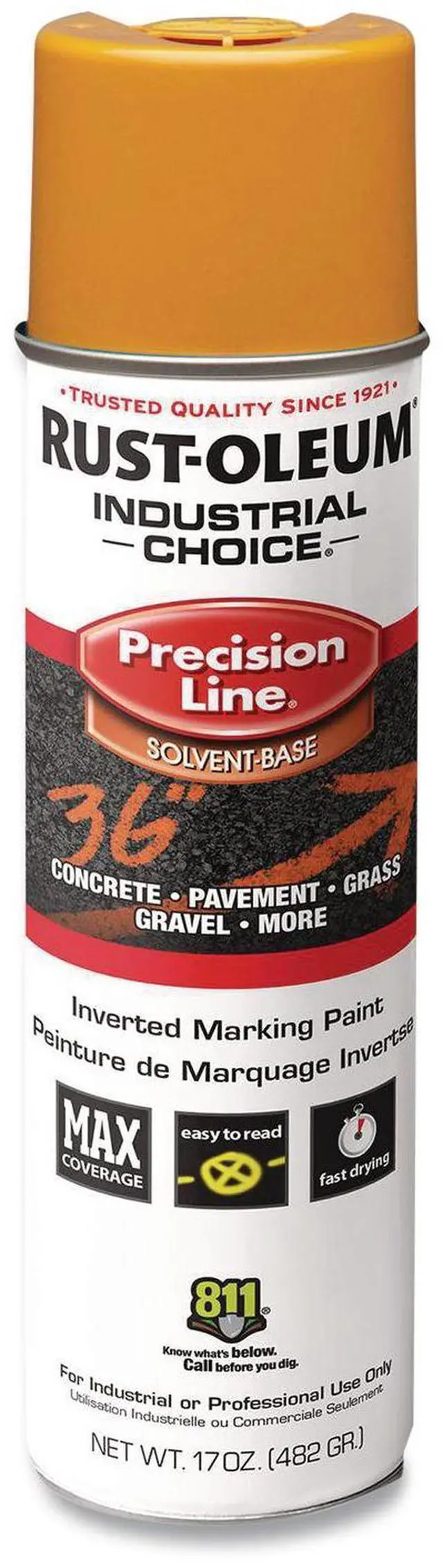 Main image of Industrial Choice M1600 System Solvent-Based Precision Line Marking Paint Flat Yellow 17 oz Aerosol Can 12/Carton 203024V