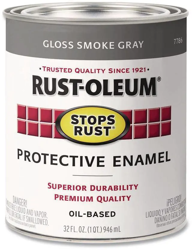 Main image of Stops Rust Brush-On Protective Enamel Paint Gloss Smoke Gray 1 qt Can 2/Carton 7786502