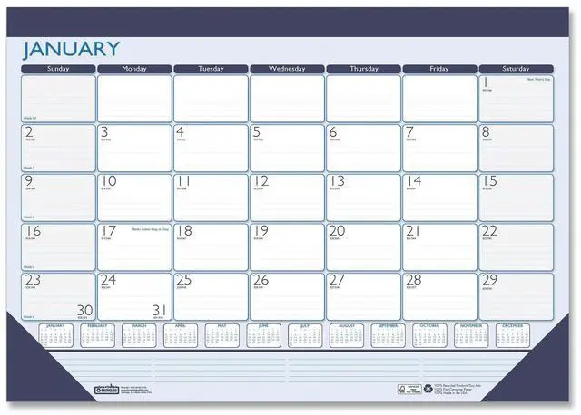 Main image of House of Doolittle 100% Recycled Contempo Desk Pad Calendar 22x17 Blue 2026
