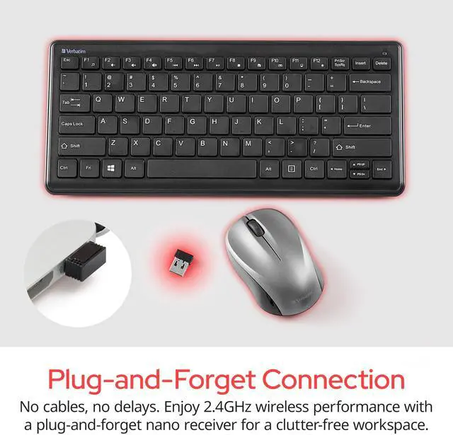 Alt view image 5 of 7 - Verbatim Silent Wireless Compact Keyboard and Mouse Combo