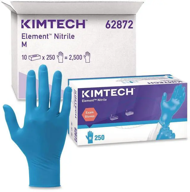 Main image of Element Nitrile Exam Gloves Powder-Free AQL 1.5 Medium 3.2 mil Thick 9.3" Long Blue 250/Box 10 Boxes/Carton 62872