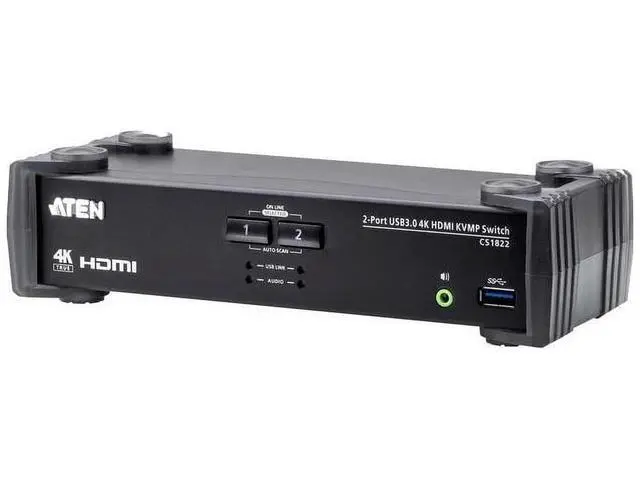 Alt view image 5 of 5 - Aten 2-Port USB 3.0 4K HDMI KVMP Switch CS1822