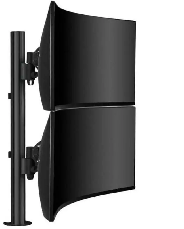 Alt view image 10 of 10 - atdec awms-2-lth75-h-b dual stack heavy monitor desk mount - flat and curved up to 49in - vesa 75x75, 100x100 - tool-free adjustable monitor height, tilt, pan - quick display release, black