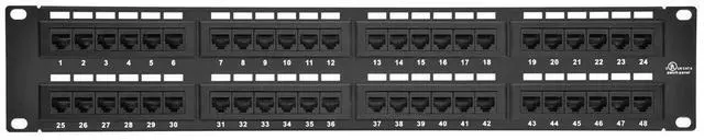 Alt view image 7 of 11 - Monoprice 48-port Cat6 Patch Panel, 110 Type (568A/B Compatible) Black Painted Steel Panel, UL Listed