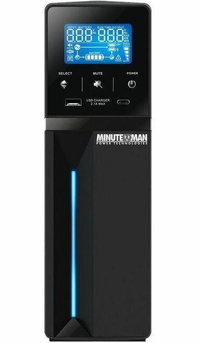 Main image of Minuteman ETR1500LGU 1500VA/900 Watts, 120 VAC, (5) NEMA 5-15 On-battery receptacles, (5) NEMA 5-15 Surge-only receptacles, 6-foot power cord with NEMA 5-15P, Master outlet control, 3 min. on-battery