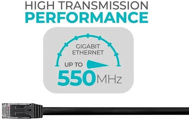 Alt view image 12 of 16 - Monoprice Cat6 Ethernet Patch Cable - 25 Feet - Black | Network Internet Cord - RJ45, Stranded, 550Mhz, UTP, Pure Bare Copper Wire, 24AWG - Flexboot Series
