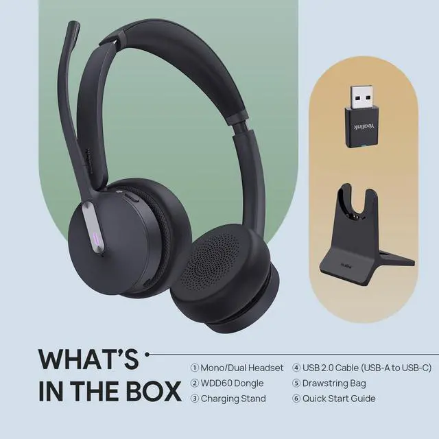 Alt view image 4 of 5 - Yealink WH64 Headset 1208697