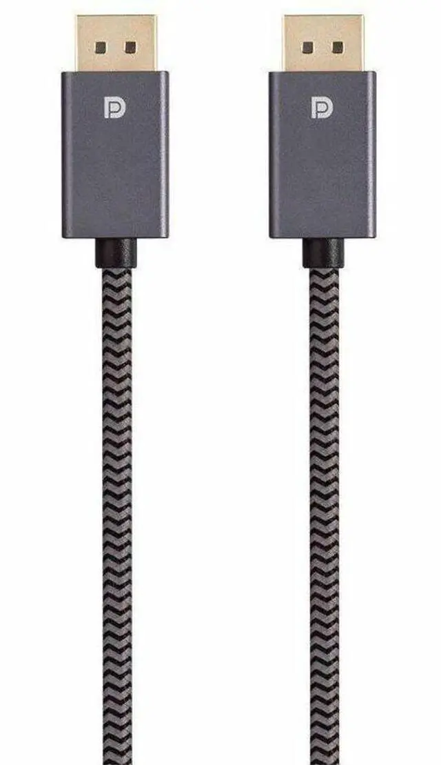 Alt view image 5 of 9 - Monoprice DisplayPort 1.4 EasyPlug Nylon Braided Cable - 6 Feet - Gray | Up to 32.4 Gbps, 8K@60Hz, DPCP, HDCP, 3D Video, HBR3, DSC 1.2